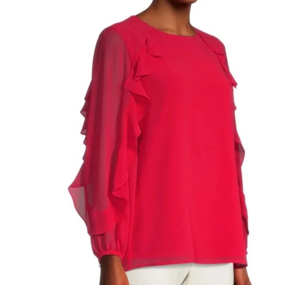 Calvin Klein Ruffled Long-Sleeve Top - Picture 2 of 12